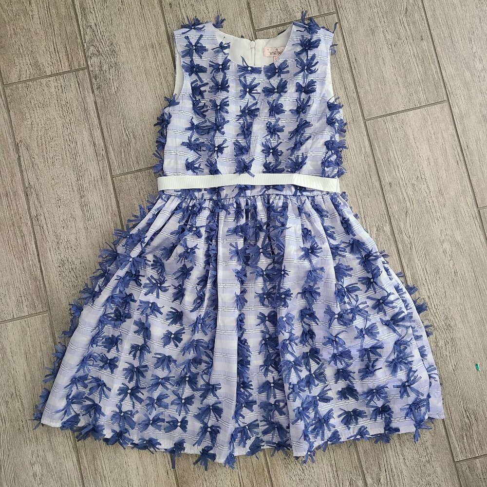 Halabaloo young girls blue and white sleeveless summer dress size 10